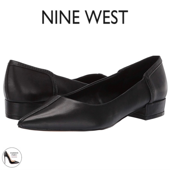 Nine West fautif Black Napa Leather Pointed Toe Flat Ballet Dress Shoes Loafer 8 - Picture 1 of 9